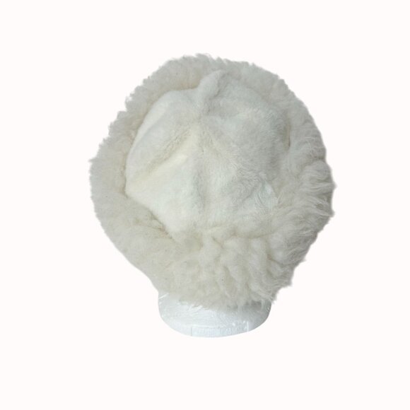 VTG White Faux Fur Hat Fluffy Winter Russian Style Retro 70s 80s Winter Fashion - Picture 5 of 14